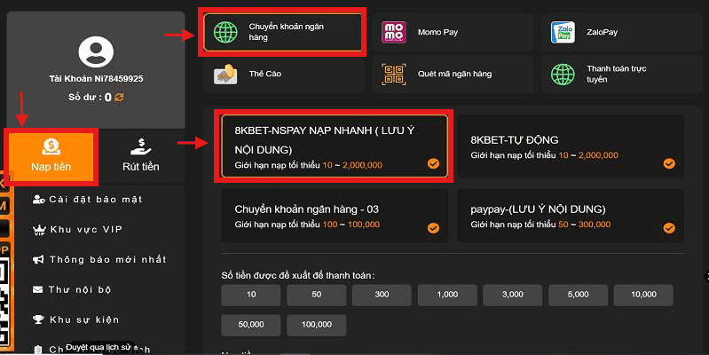 Nạp Tiền 8Kbet
